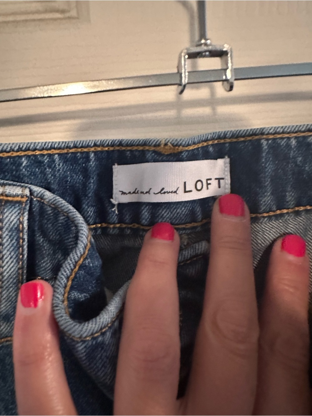 LOFT denim jeans in medium blue with embellished accents - Picture 4 of 5